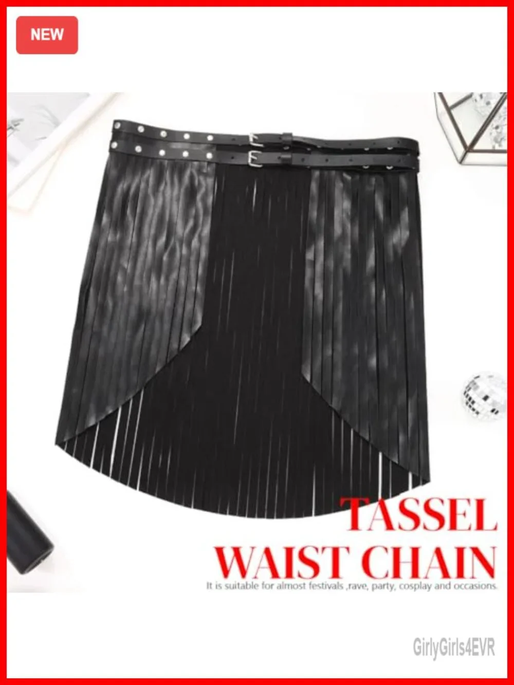 Fringe Belt PU Leather Alloy Western Cowgirl Rave Accessory